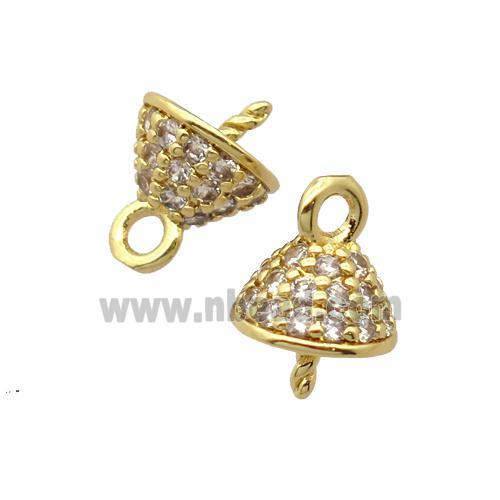 copper bail pave zircon, gold plated