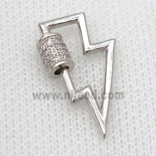 copper carabiner lock pendant pave zircon, platinum plated