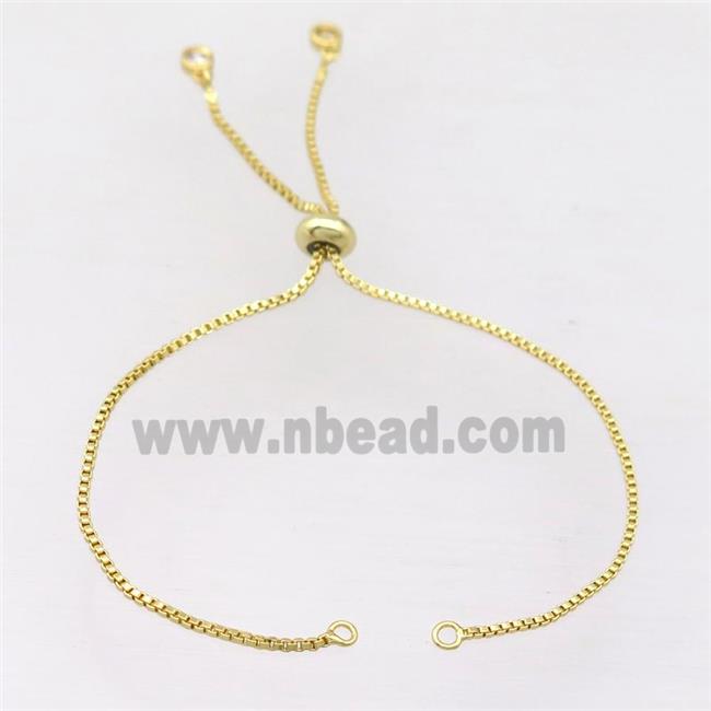 copper bracelet chain with zircon, closed orings, gold plated