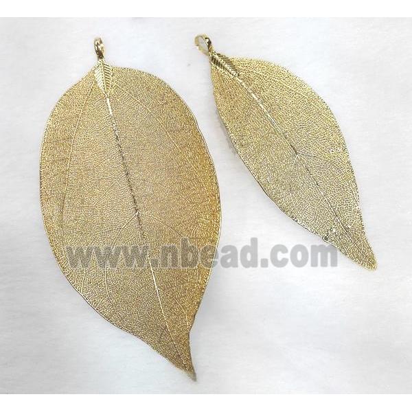Unfading copper leaf pendant, gold plated