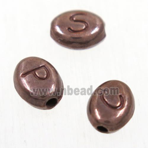 alloy letter beads, mixed, antique red