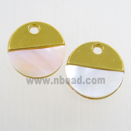 colorfast copper pendant paved shell, gold plated