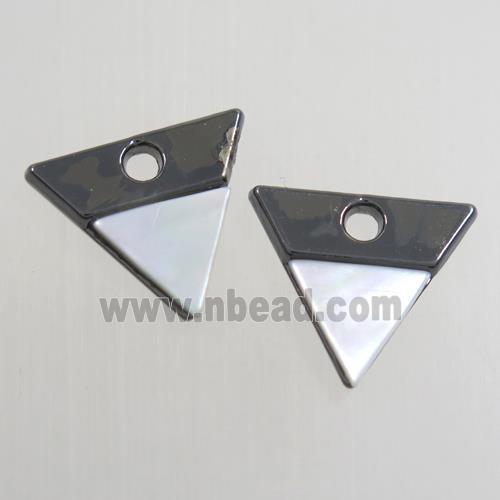 colorfast copper pendant paved shell, triangle, black plated