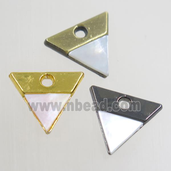 colorfast copper pendant paved shell, triangle, mixed
