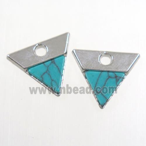 colorfast copper pendant paved turquoise, triangle, plated
