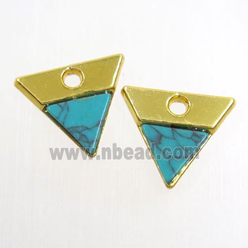 colorfast copper pendant paved turquoise, triangle, gold plated