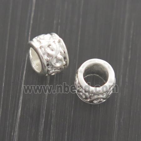 alloy rondelle beads, colorfast, silver plated
