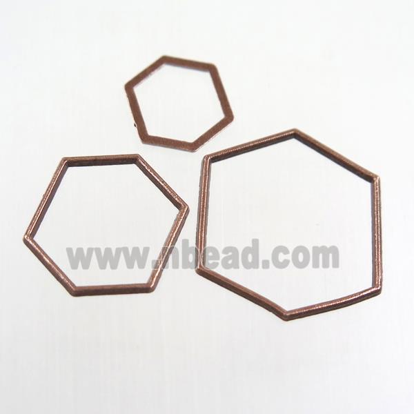 copper linker, hexagon, antique red copper