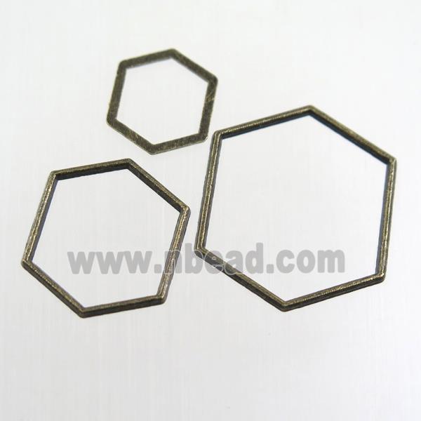 copper linker, hexagon, antique bronze