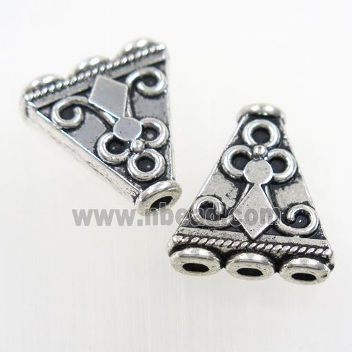 tibetan style alloy beads, triangle, antique silver