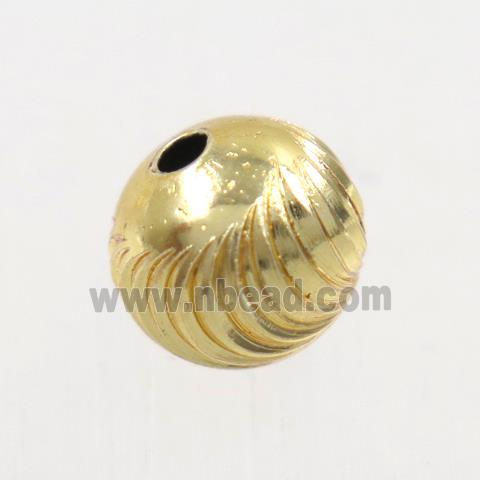 round copper beads, carved, gold plated