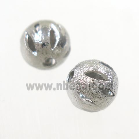 round copper beads, carved, platinum plated