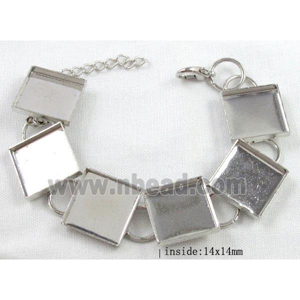 adjustable bracelet, gemstone setting, platinum plated