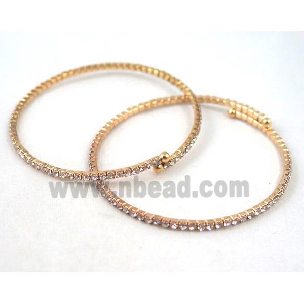 copper bangles paved rhinestone, gold plated