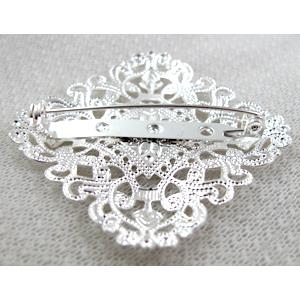 Baroque style Brooch, copper, Silver plated