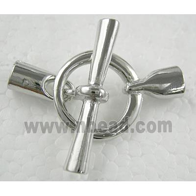 Platinum Plated Copper Toggle Clasp with cord end