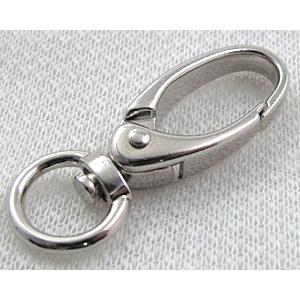 keychain clasp, alloy, platinum plated