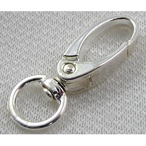 key chain clasp, alloy, silver plated