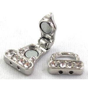 Watchstrap clasp with rhinestone, platinum plated