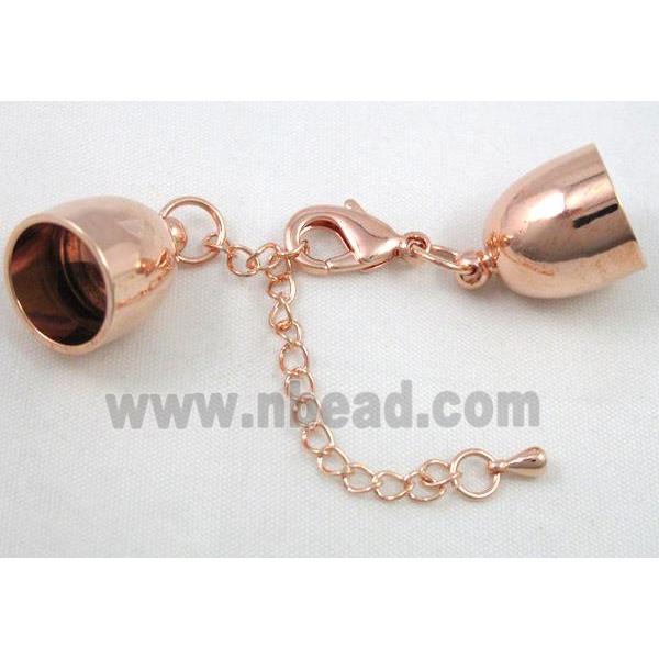 end of cord, copper connector for necklace, bracelet, red copper