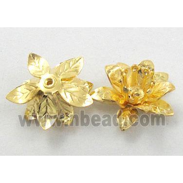 copper Flower beadcap, Golden Plated