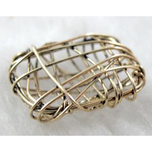 Antique Gold Plated Jewelry Findings Cages pendant, iron thread