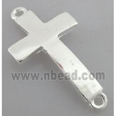 Bracelet bar, cross, alloy connector, silver