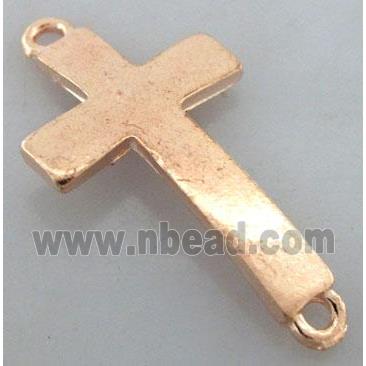 Bracelet bar, cross, alloy connector, red copper