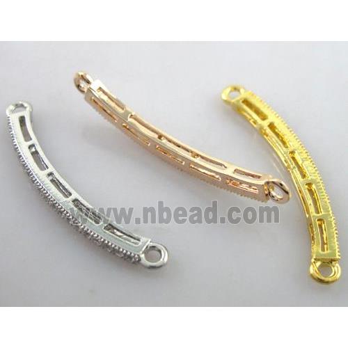 Bracelet bar, copper connector with zircon rhinestone, platinum plated