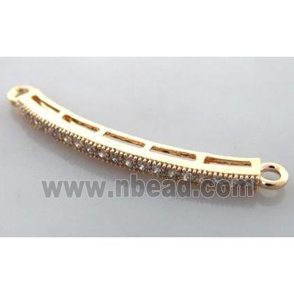 bracelet bar, copper connector with zircon rhinestone, red copper