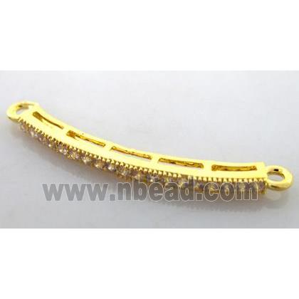 bracelet bar, copper connector with zircon, gold