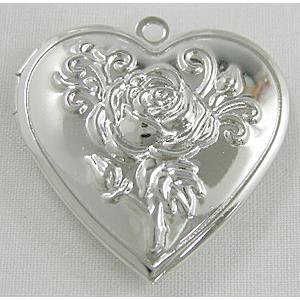 Lover Locket, heart pendants, Platinum Plated, Copper