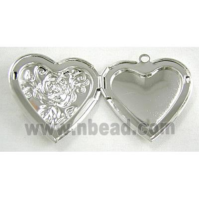 Lover Locket, heart pendants, Platinum Plated, Copper