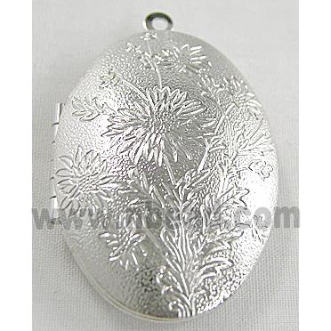 Locket pendant for necklace, copper, platinum plated