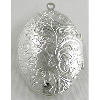 Locket pendant for necklace, copper, platinum plated