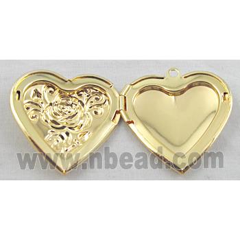 Heart Locket Pendant, copper, gold plated