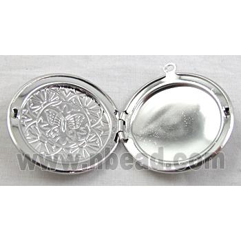 Necklace Locket pendant, Copper, Platinum Plated