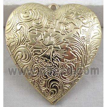 Heart Locket Pendant, Copper, Gold Plated