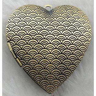 Necklace Locket Pendant, heart, copper, Bronze plated