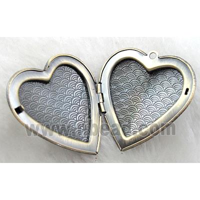 Necklace Locket Pendant, heart, copper, Bronze plated