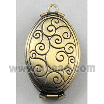 necklace Locket, oval, copper pendant, bronze