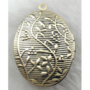 necklace Locket pendant, copper, antique bronze