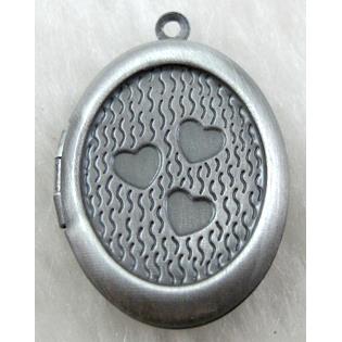 necklace Locket pendant with cabochon-pad, copper, Antique silver