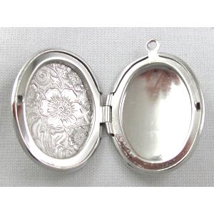 necklace Locket pendant, copper, platinum plated