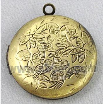 necklace Locket pendant, copper, bronze