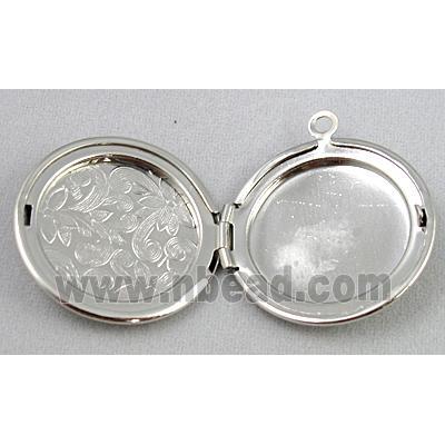 necklace Locket pendant, copper, platinum plated