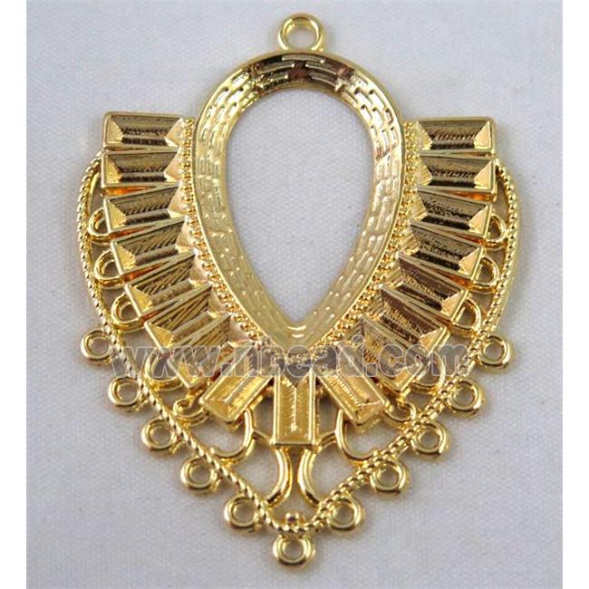 alloy pendant, gemstone setting, gold plated