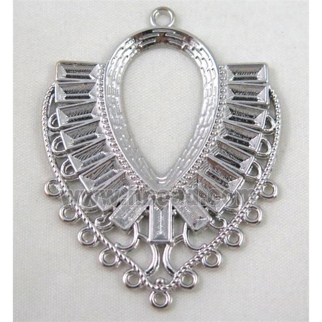 alloy pendant, gemstone setting, platinum plated