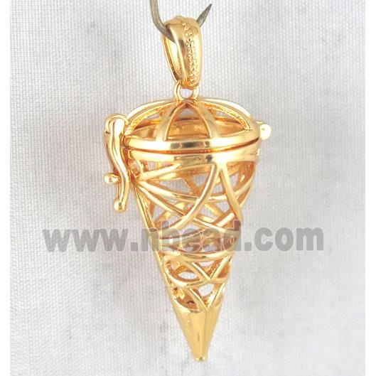 copper locket pendant, gold plated