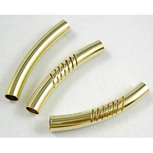 Gold Plated Light Curving Bracelet, necklace spacer Tube Non-Nickel